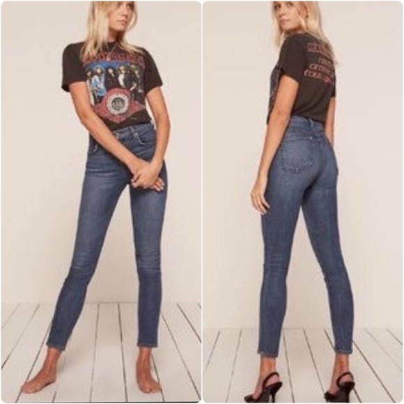 Reformation Womens High & Skinny Jeans in Rhine size 25 Medium Wash - Picture 1 of 10